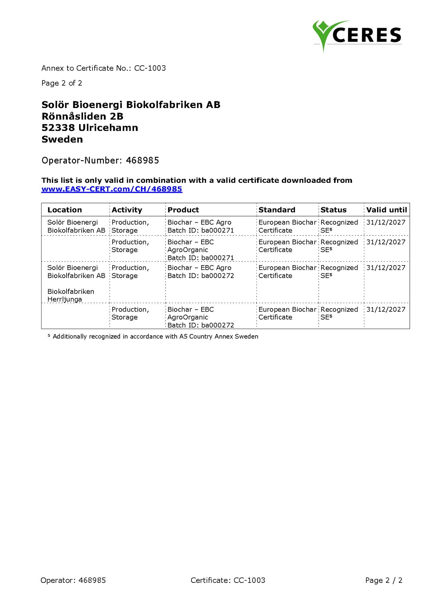 CC-1003_CC Certificate Biochar with Annexe WEB_Solör Bioenergi Biokolfabriken AB_20260326_EN-GB_Sida_2